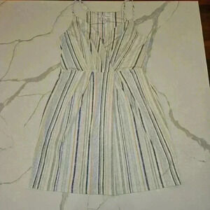 BCBGENERATION Womens Sleeveless Faux Wrap Striped Dress Pink Blue Size Small